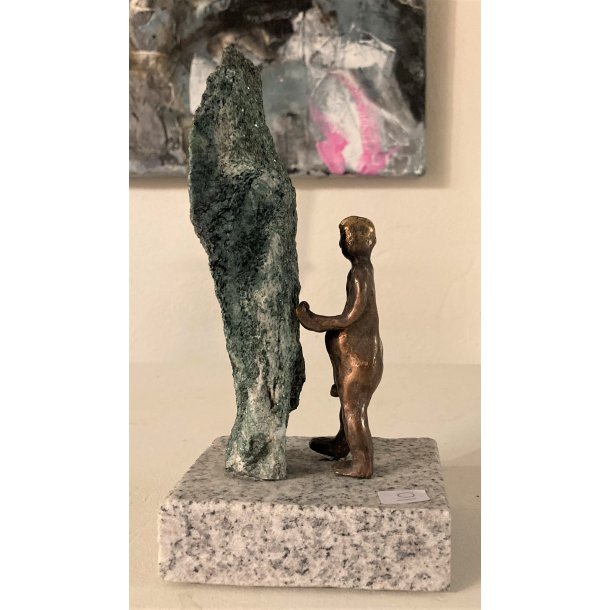 10. Kunstner Benny Bkmand grn sten med bronze 20x8,5x8,5cm unik