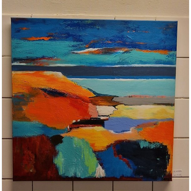 13-2023 Janni Nyby maleri akryl p lrred 60x60cm. Abstrakt ekspressionisme.