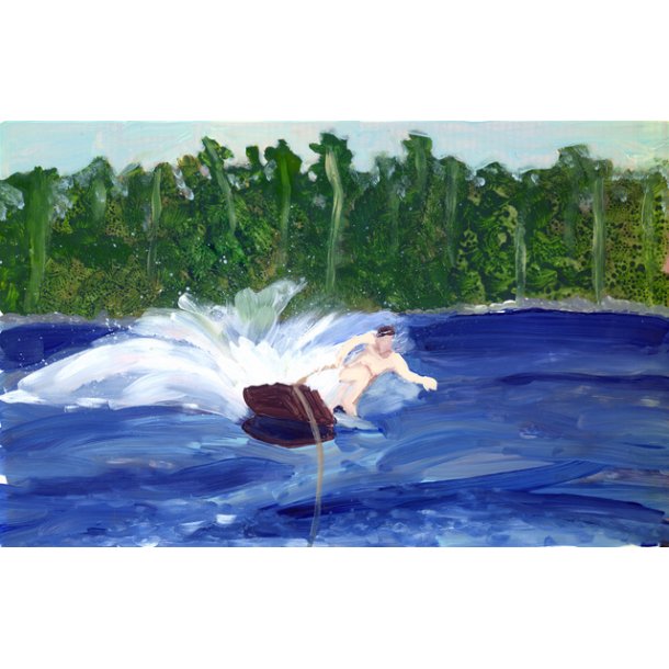 10. Christy Powers Water Boarding maleri p yupo 28x36cm indrammet i museumsglas mrk eg
